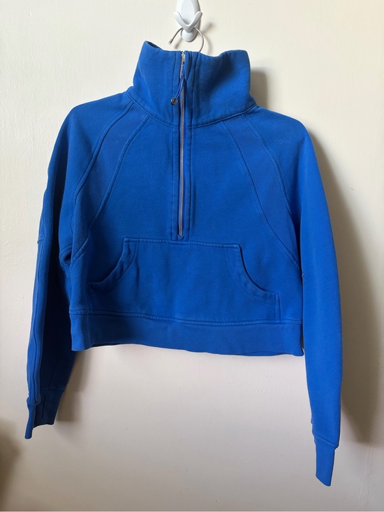 lululemon athletica Tops - lululemon athletica Electric Blue Cropped Half-Zip Funnel Neck Pullover